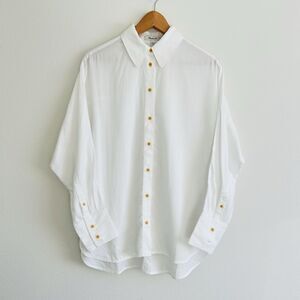 Madewell Relaxed Dolman Button-Up Shirt Size S White Sheer Coastal Prep Classic